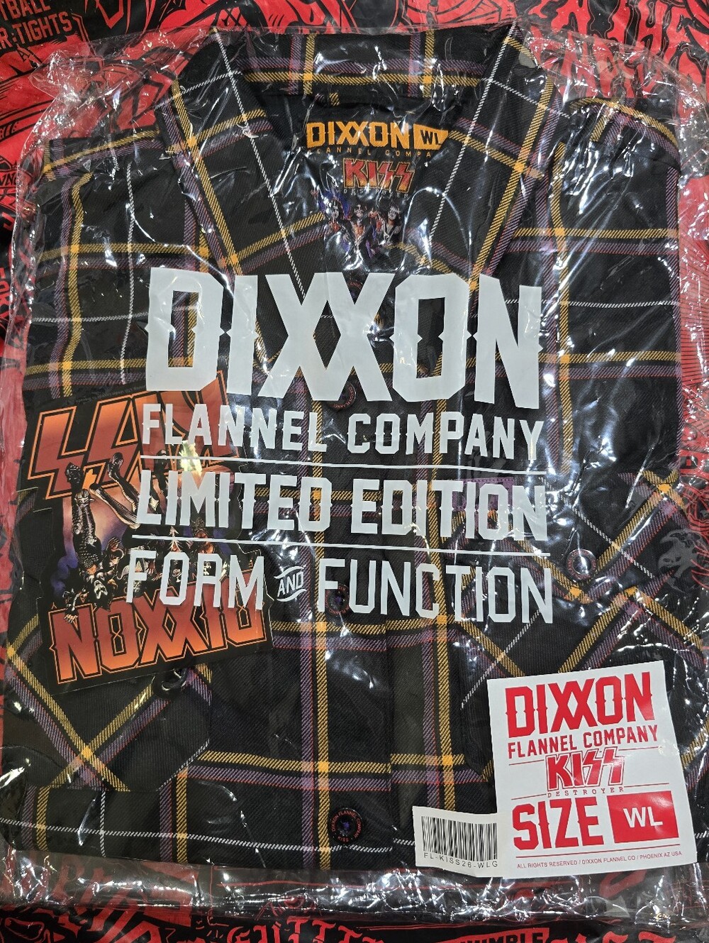 NWT 😎DIXXON😛 KISS DESTROYER LONG-SLEEVE FLANNEL Large L